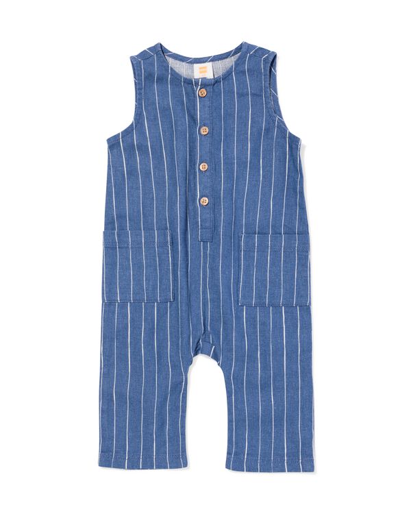 babyjumpsuit linnen strepen blauw blauw - 33186270BLUE - HEMA