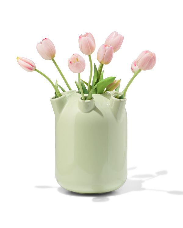 tulpenvaas ⌀15x21cm keramiek groot groen - 13326031 - HEMA
