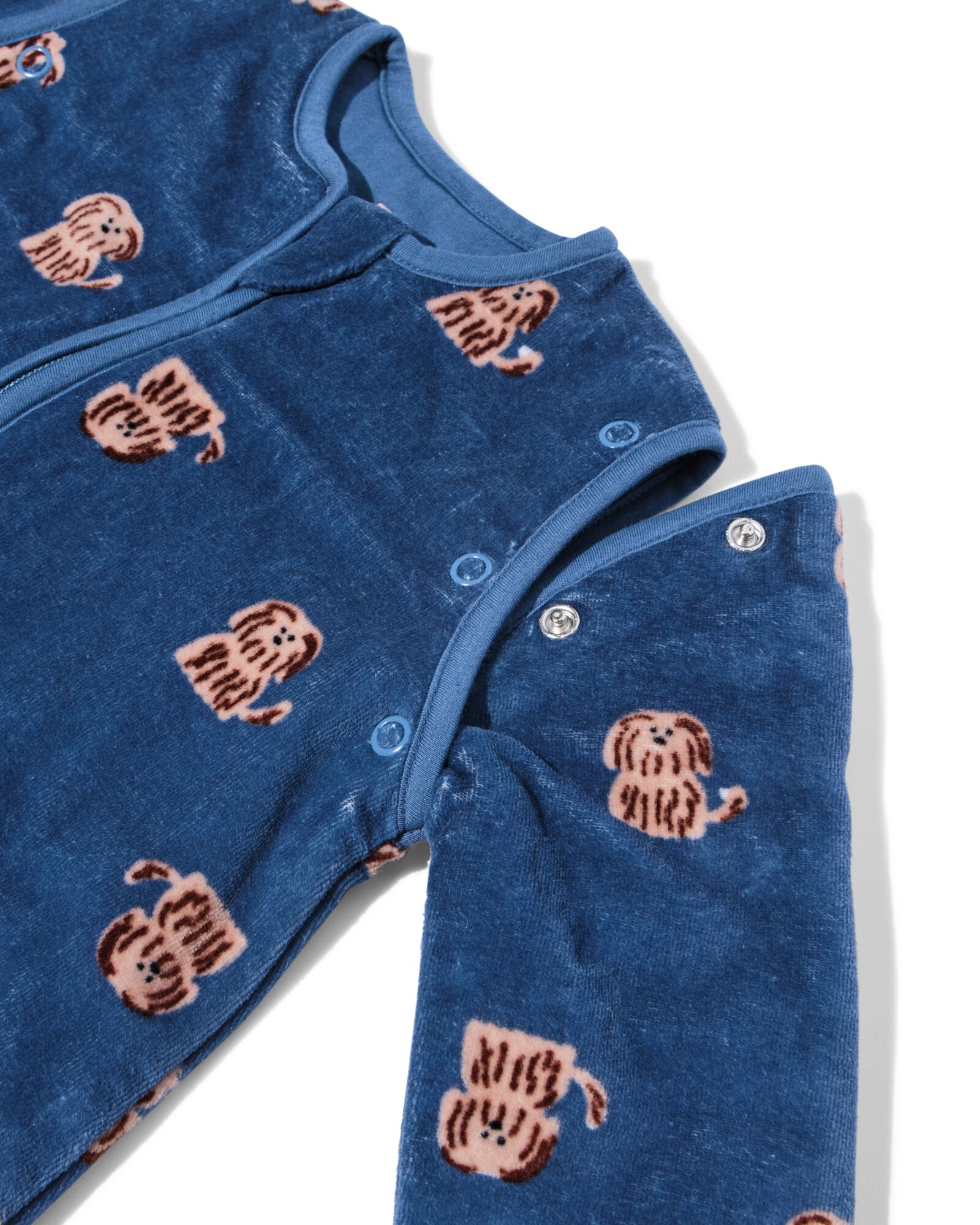 Schlafsack mit abnehmbaren &Auml;rmeln aus Samt, 3,0 TOG, Hunde blau blau - 33365350BLUE - HEMA