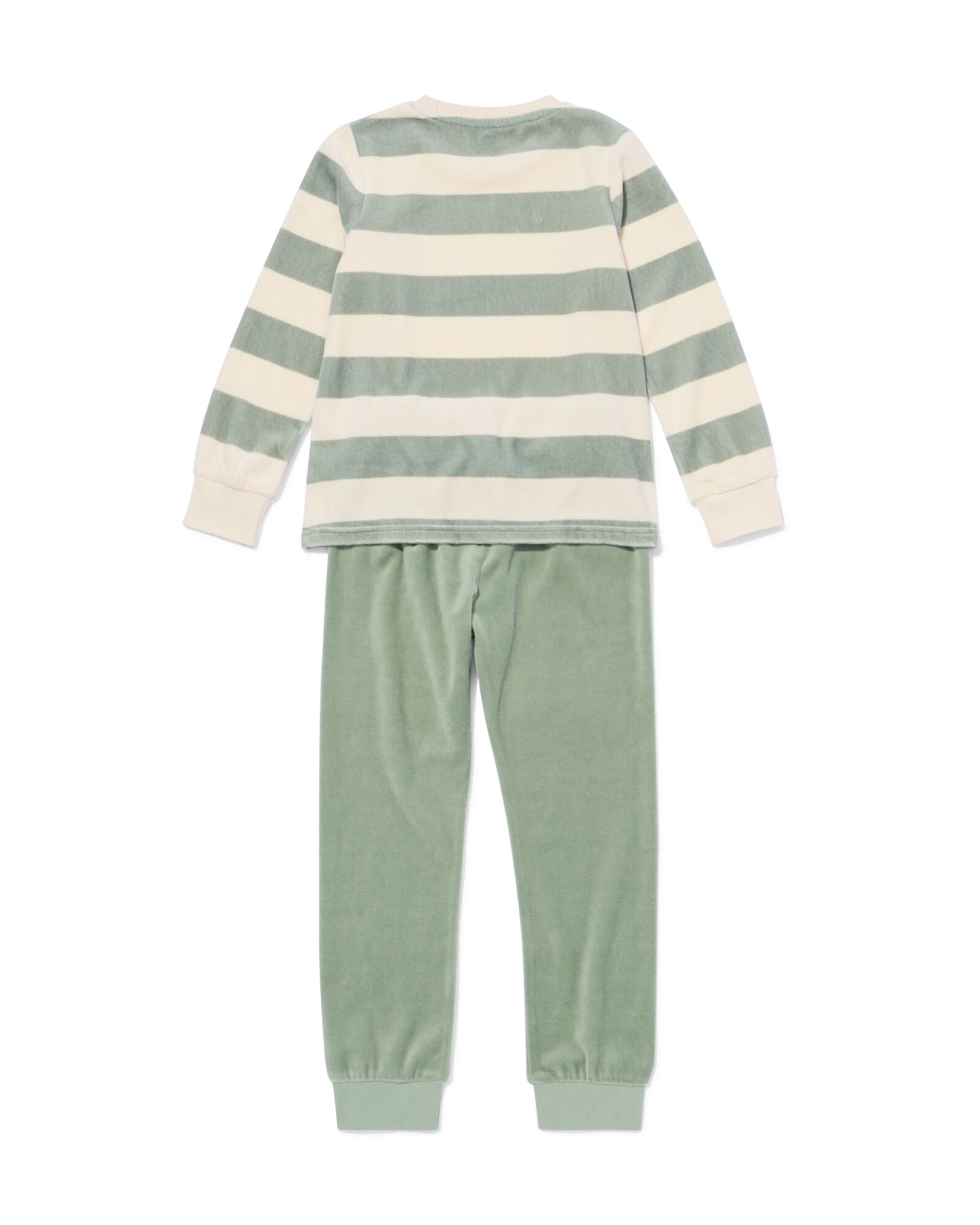 Kinderpyjama Velours mit Streifen gr&uuml;n gr&uuml;n - 23001350GREEN - HEMA