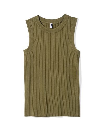 damessinglet Frida rib groen groen - 36303450GREEN - HEMA