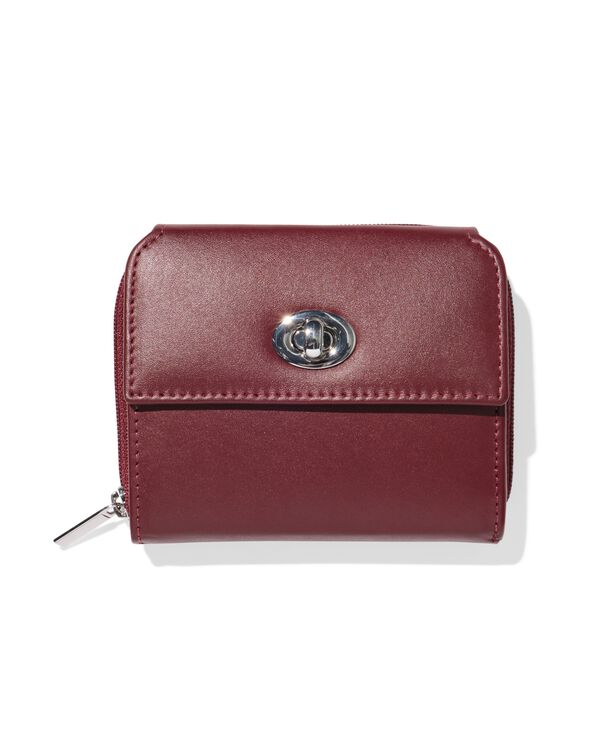 portefeuille zipp&eacute; avec rabat cuir rouge - 18150065 - HEMA