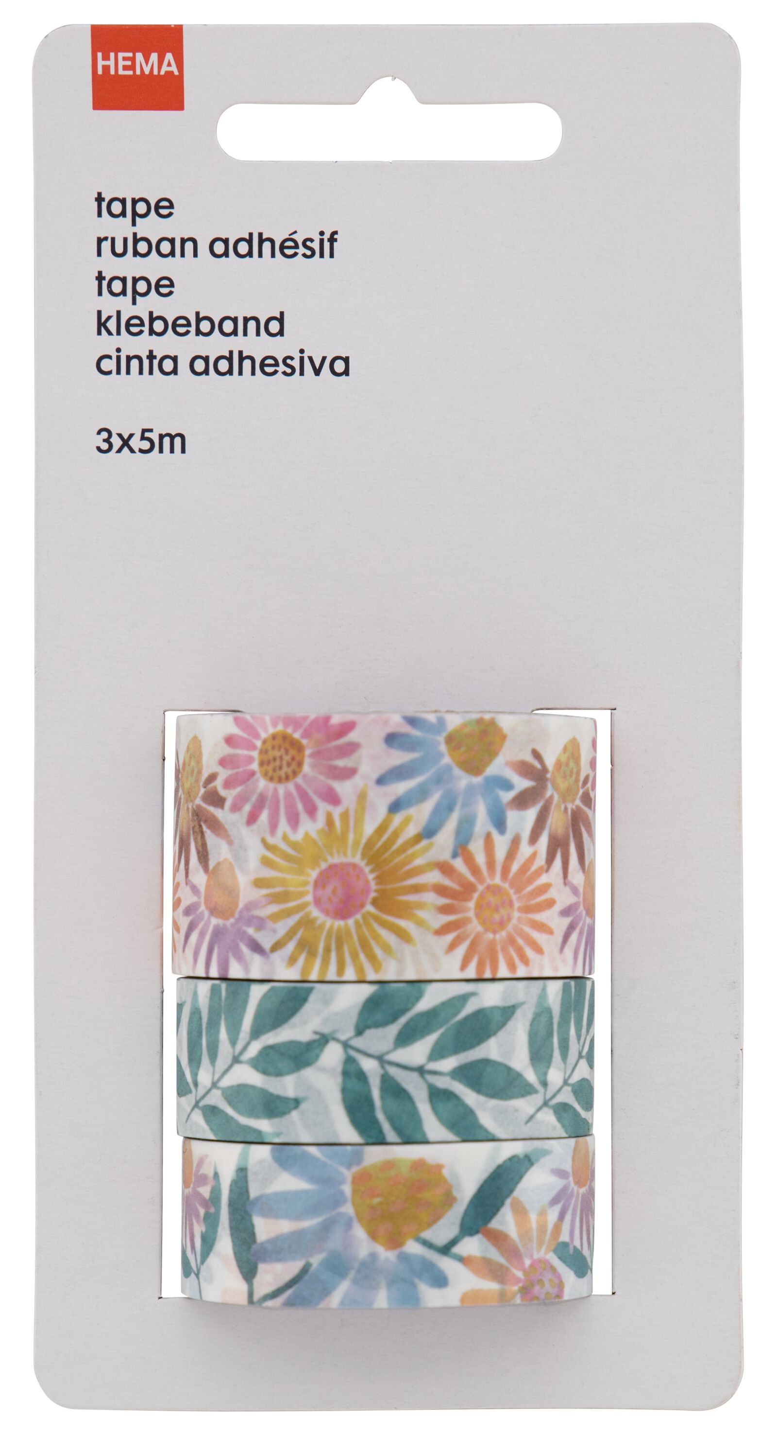 washi tapes wilde bloemen - 3x5m - 14700584 - HEMA