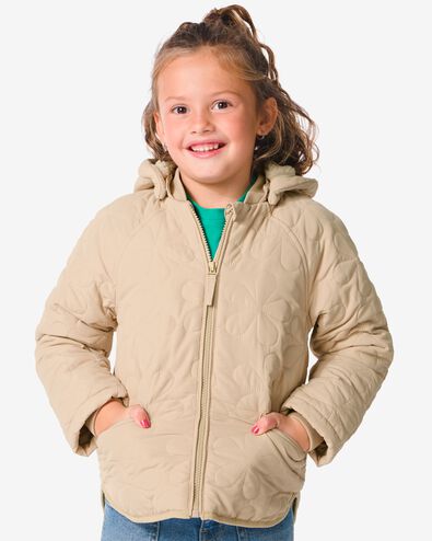 manteau enfant surpiqué avec capuche séparée beige 110/116 - 30830682 - HEMA