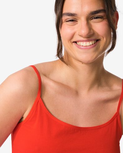 d&eacute;bardeur femme coton &agrave; bretelles spaghetti rouge - 19671223RED - HEMA