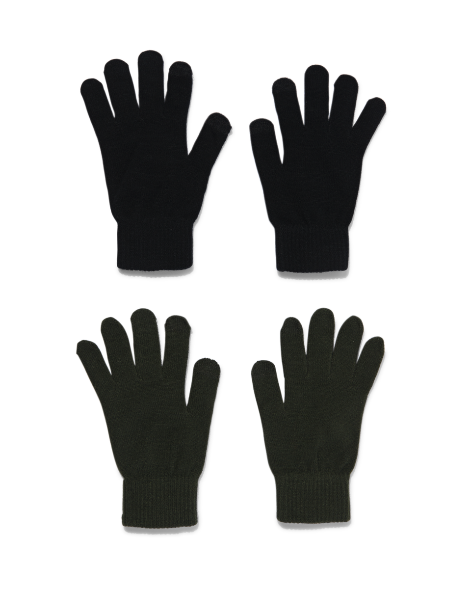 2 paires de gants homme touchscreen noir noir - 1000020395 - HEMA