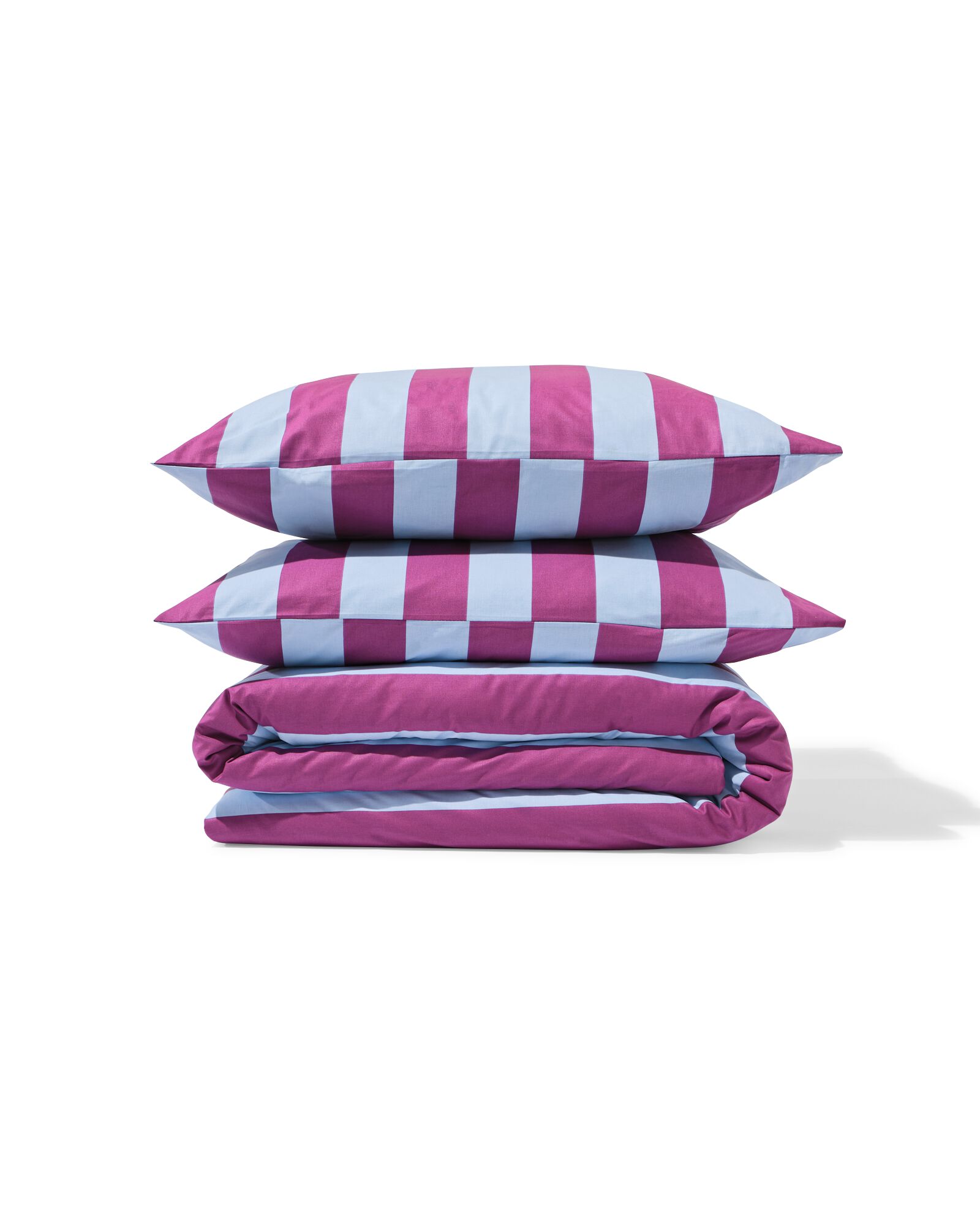 housse de couette 240x200/220cm coton doux ray&eacute; bleu-violet - 5720200 - HEMA