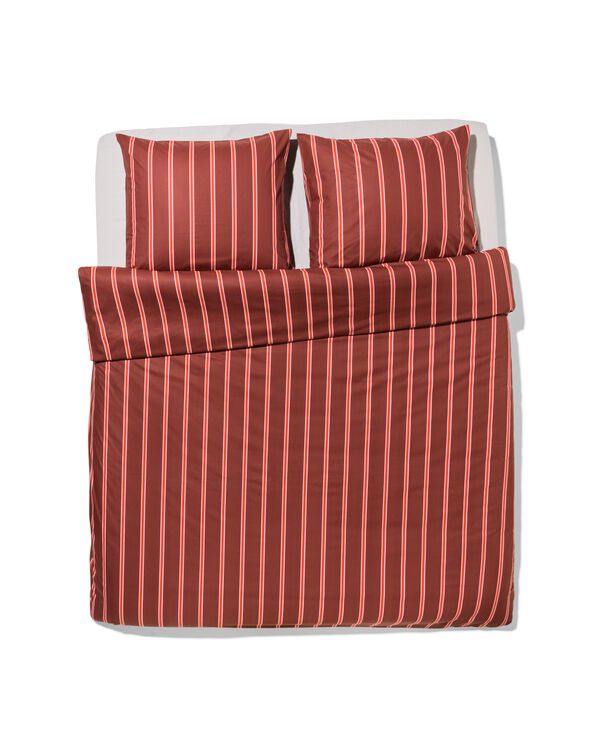 housse de couette 240x200/220cm coton doux ray&eacute; marron - 5720197 - HEMA