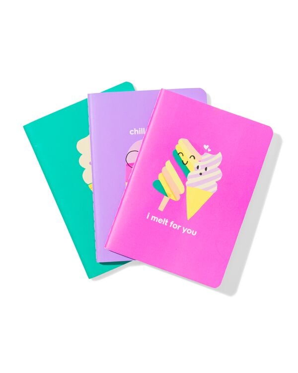 schriften A6 gelinieerd ijsjes - 3 stuks - 14144414 - HEMA
