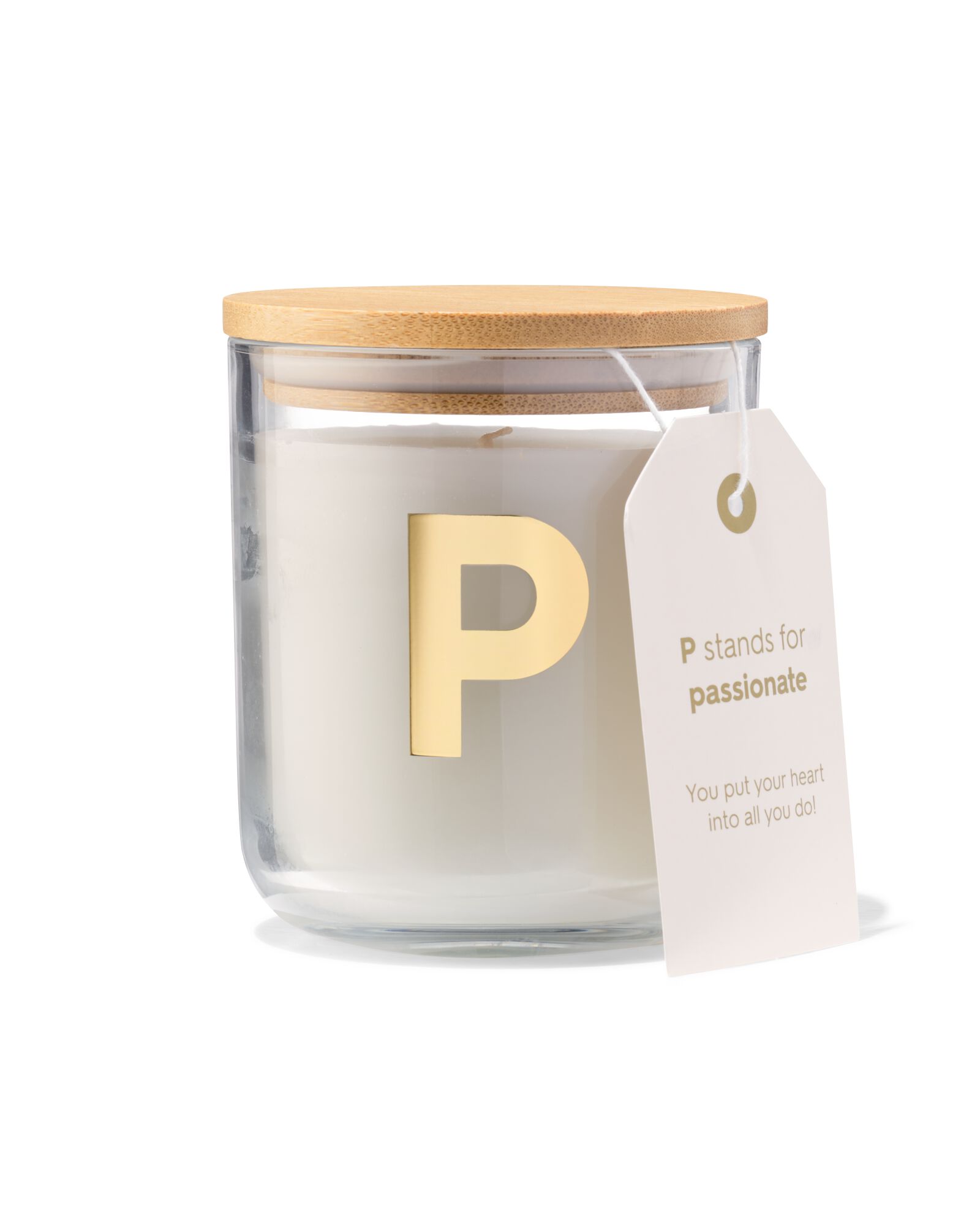 bougie en verre &Oslash;8x10cm lettre P - 61100415 - HEMA