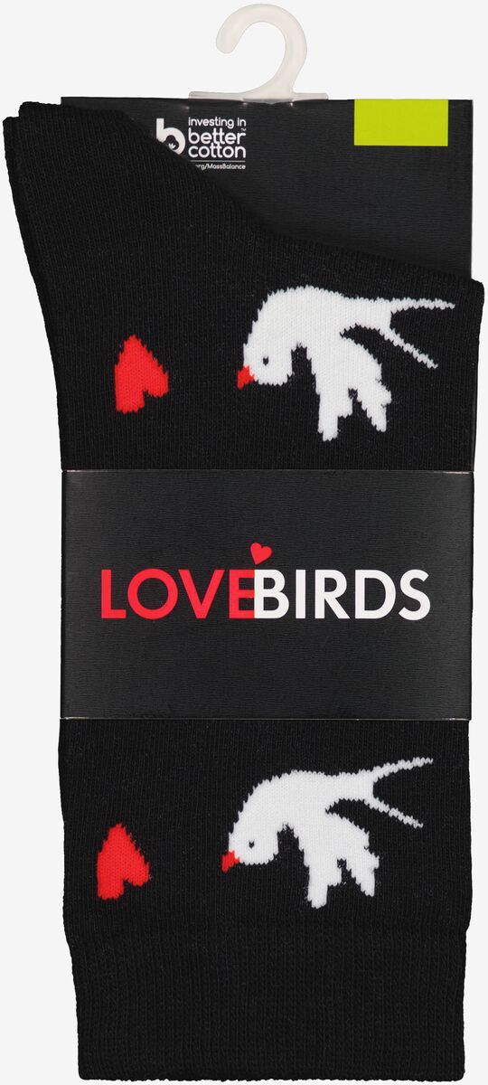 chaussettes avec coton lovebirds noir 43/46 - 4103428 - HEMA