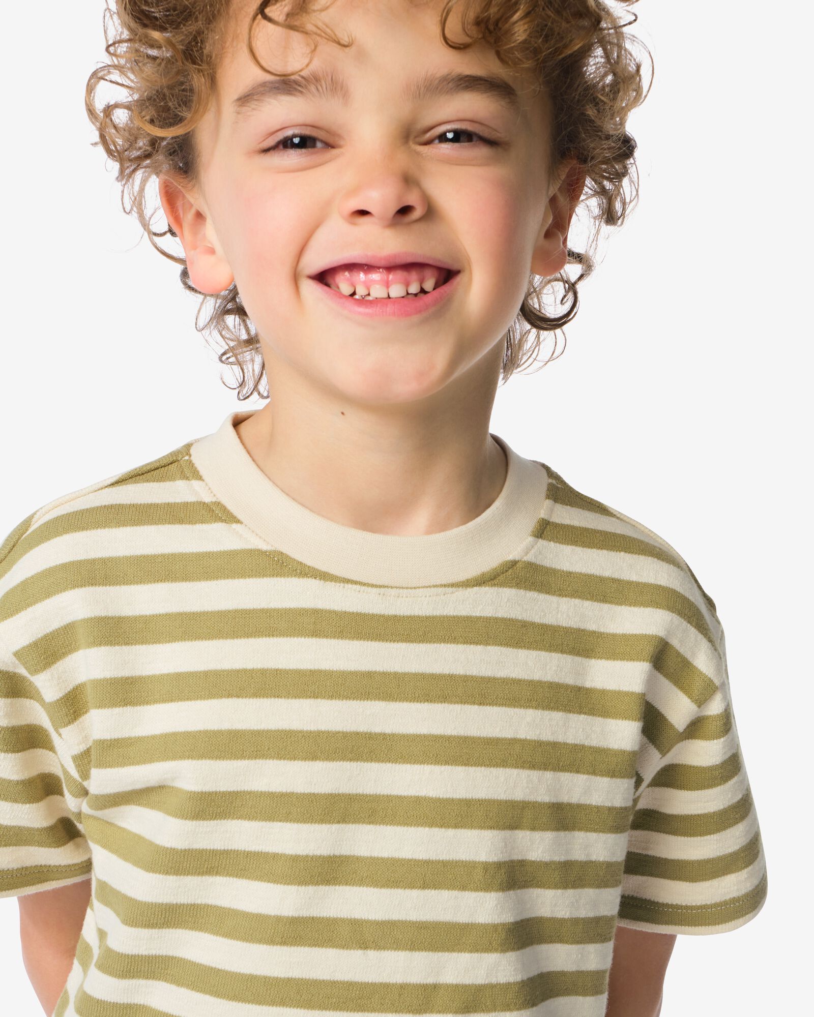 kinder T-shirt strepen olijf olijf - 30713403OLIVE - HEMA