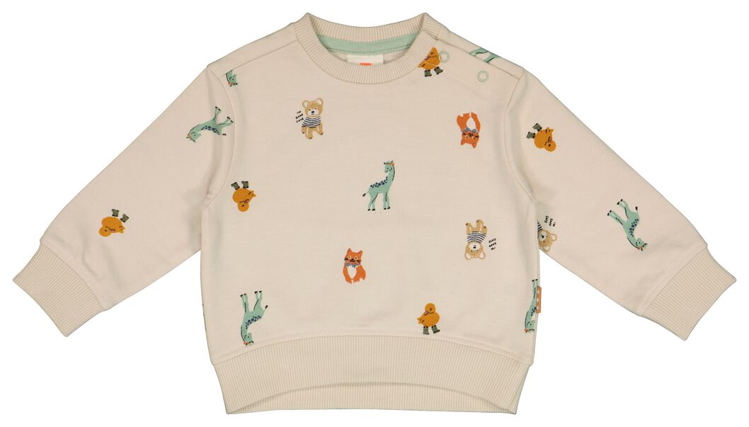 Newborn-Sweatshirt, Tiere, Biobaumwolle sandfarben sandfarben - 1000029169 - HEMA