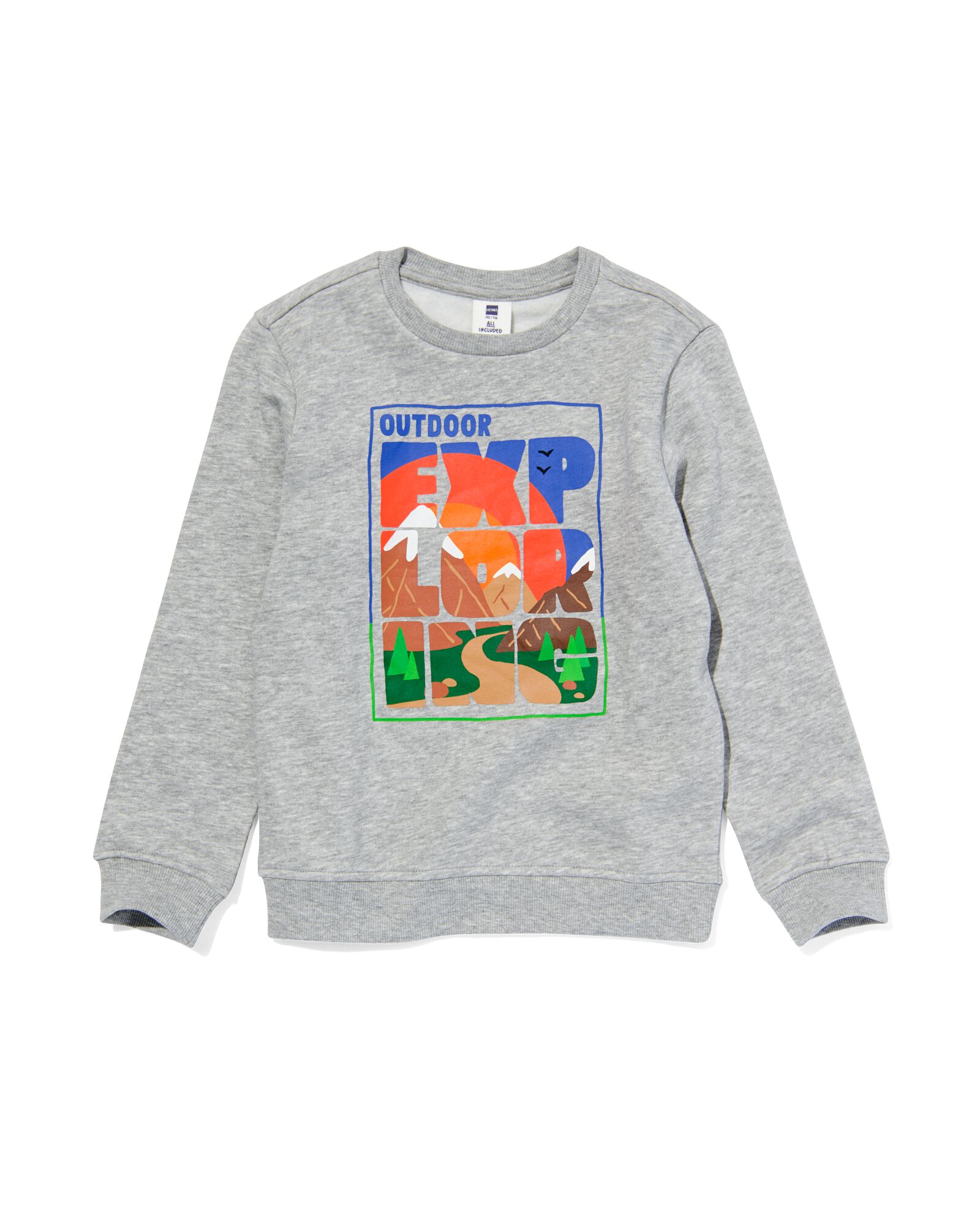 Kinder-Sweatshirt, Exploring graumeliert - 30771941GREYMELANGE - HEMA