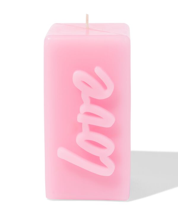 kaars 12.5cm 'love' roze   - 61100291 - HEMA