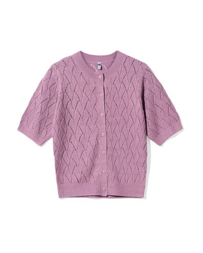 damesvest Golda ajour paars - 36205550PURPLE - HEMA
