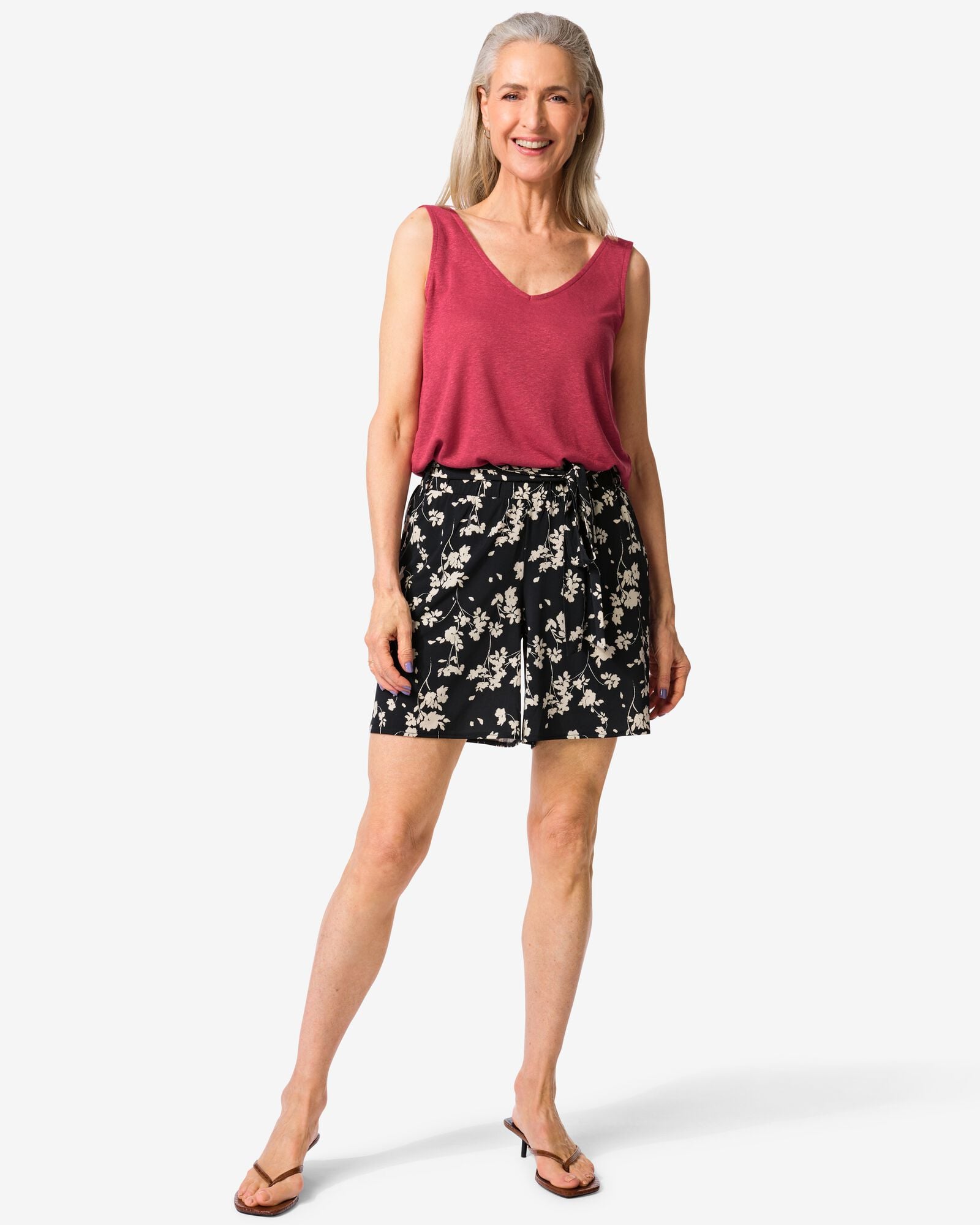short femme Remmy coupe large jersey fleurs noir noir - 36208820BLACK - HEMA