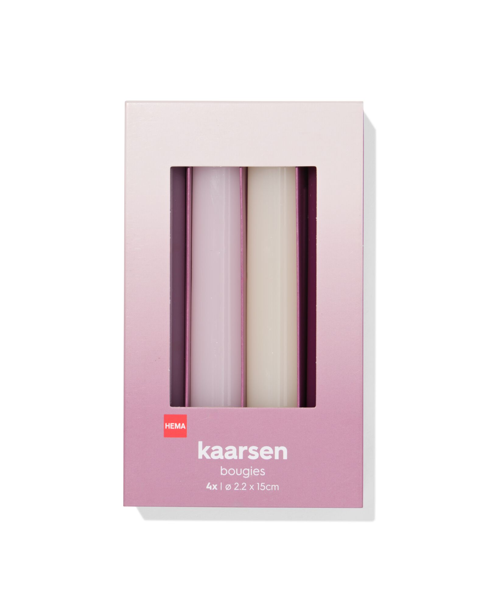 bougies longues 16 x ⌀ 2,2 cm roses - 4 pi&egrave;ces - 13506141 - HEMA