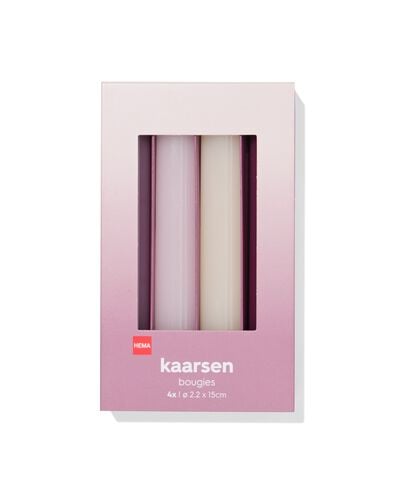 bougies longues 16 x ⌀ 2,2 cm roses - 4 pi&egrave;ces - 13506141 - HEMA