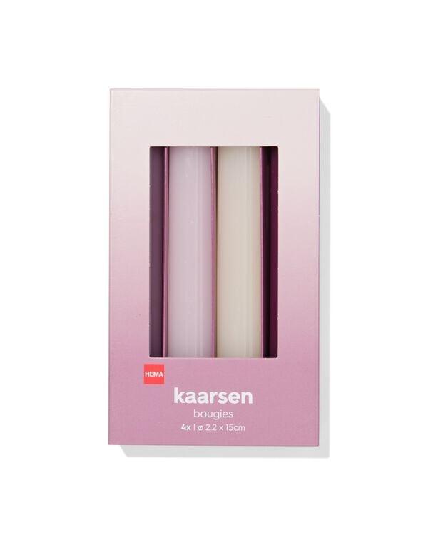 bougies longues 16 x ⌀ 2,2 cm roses - 4 pi&egrave;ces - 13506141 - HEMA