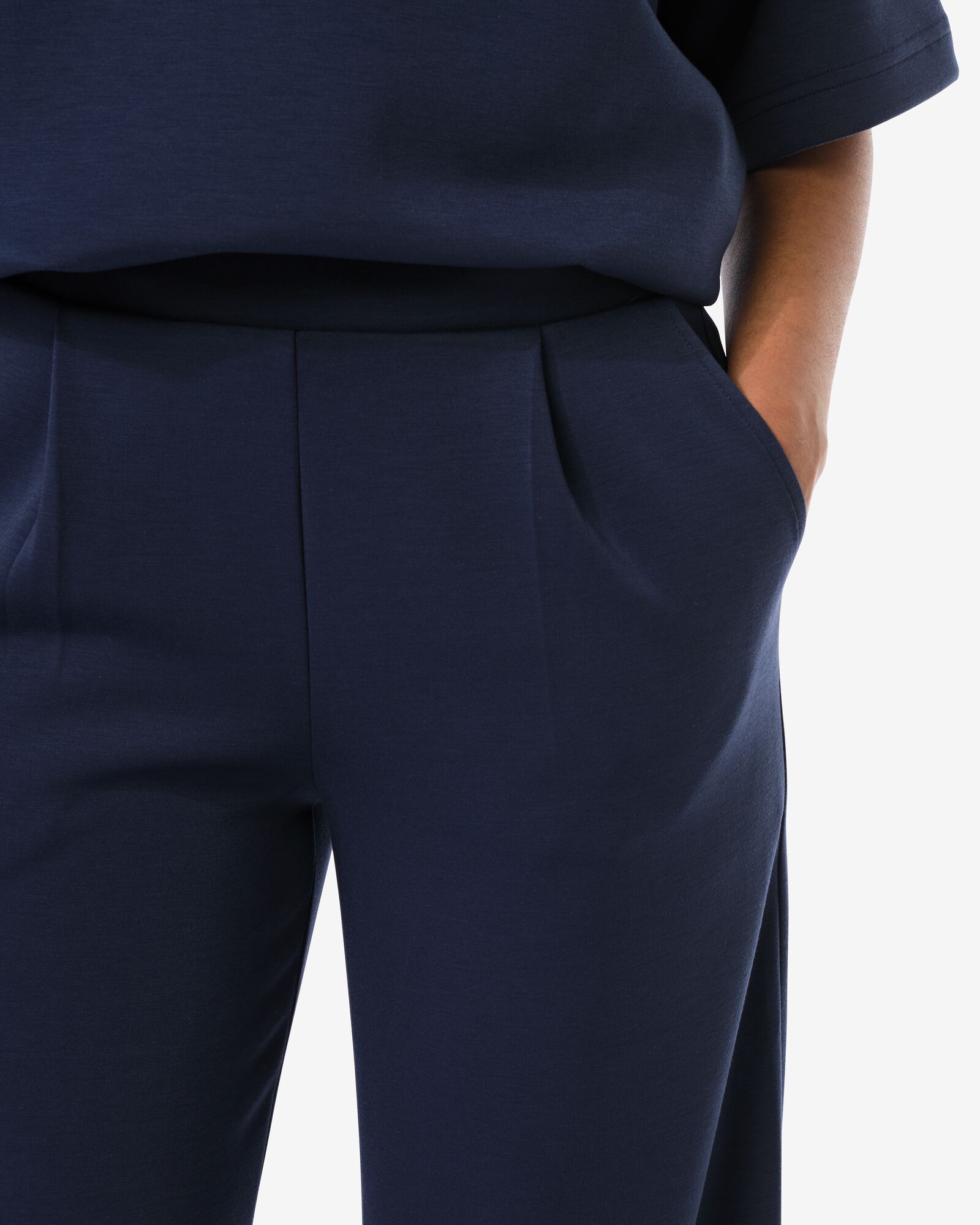 pantalon femme Elly regular fit jersey bleu fonc&eacute; bleu fonc&eacute; - 36206850DARKBLUE - HEMA