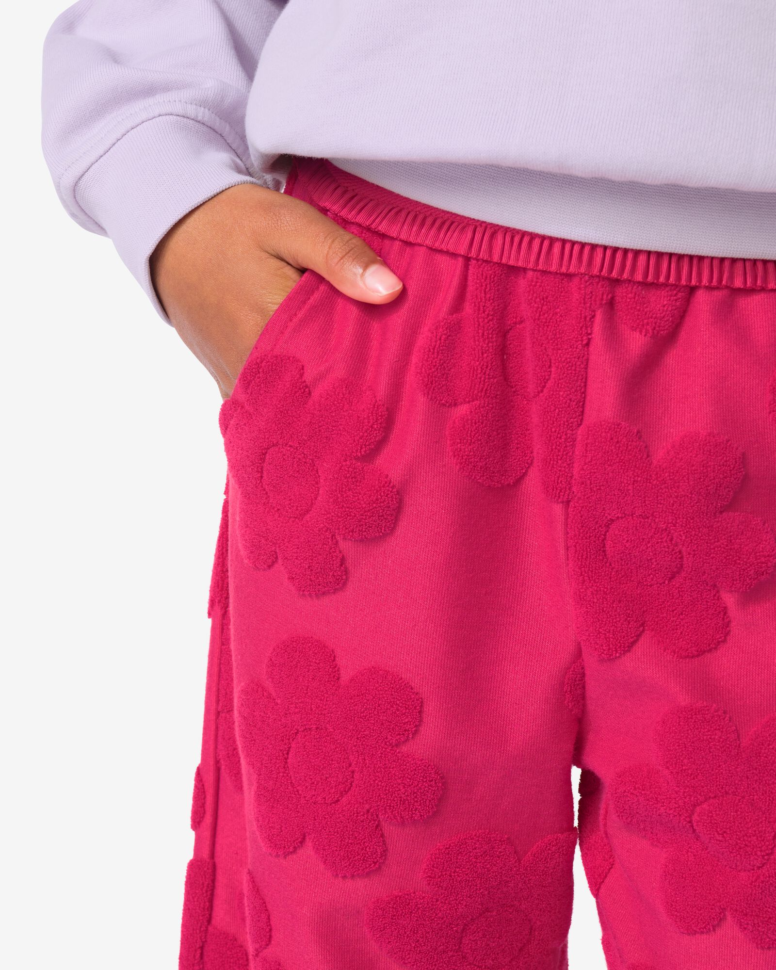 Legging enfant large &eacute;ponge fleurs rose rose - 30843537PINK - HEMA