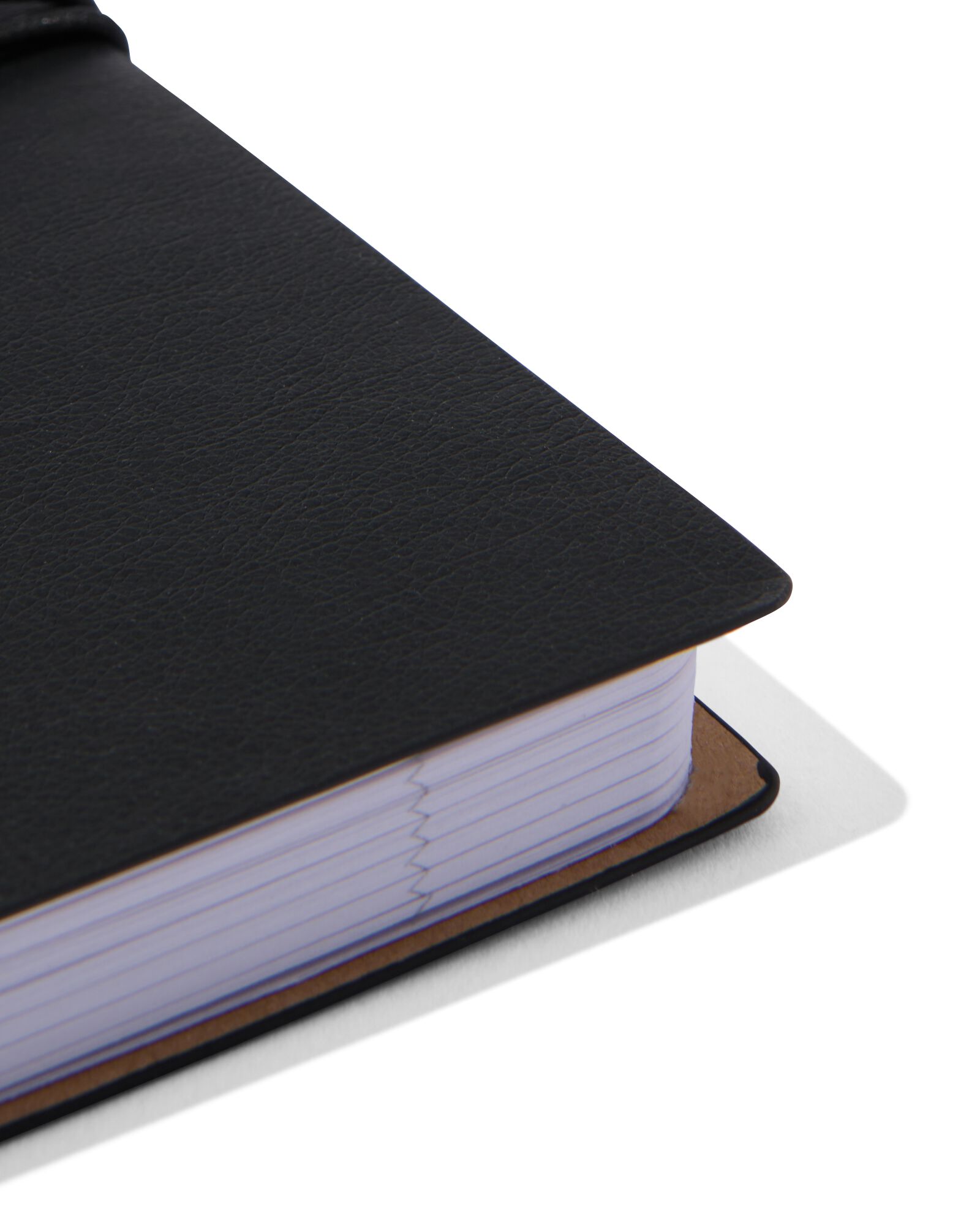 notitieboek gelinieerd PU zwart 12.9x17.8 - 14100141 - HEMA
