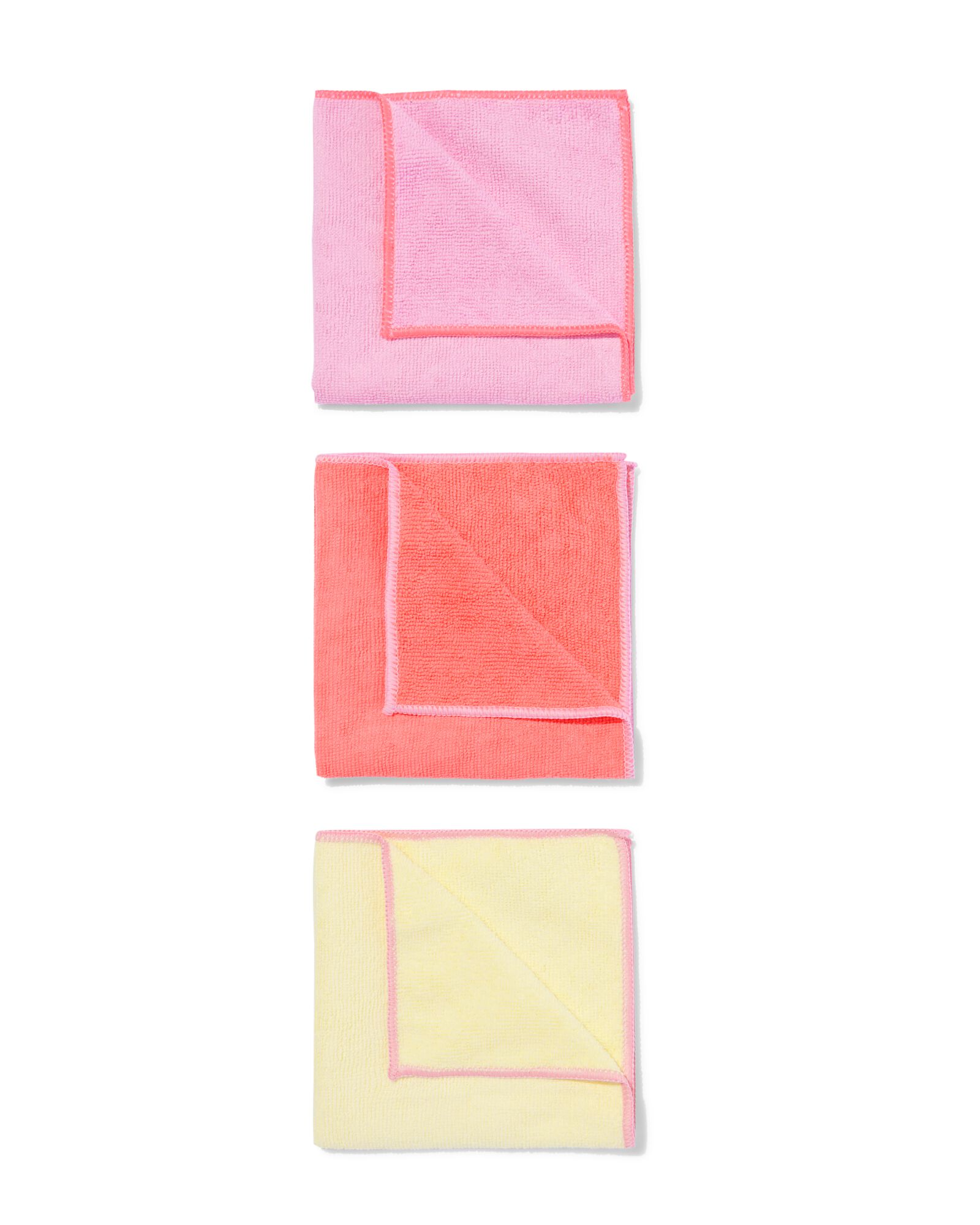 3 chiffons en microfibre 35x35 rose/jaune/orange - 20540044 - HEMA