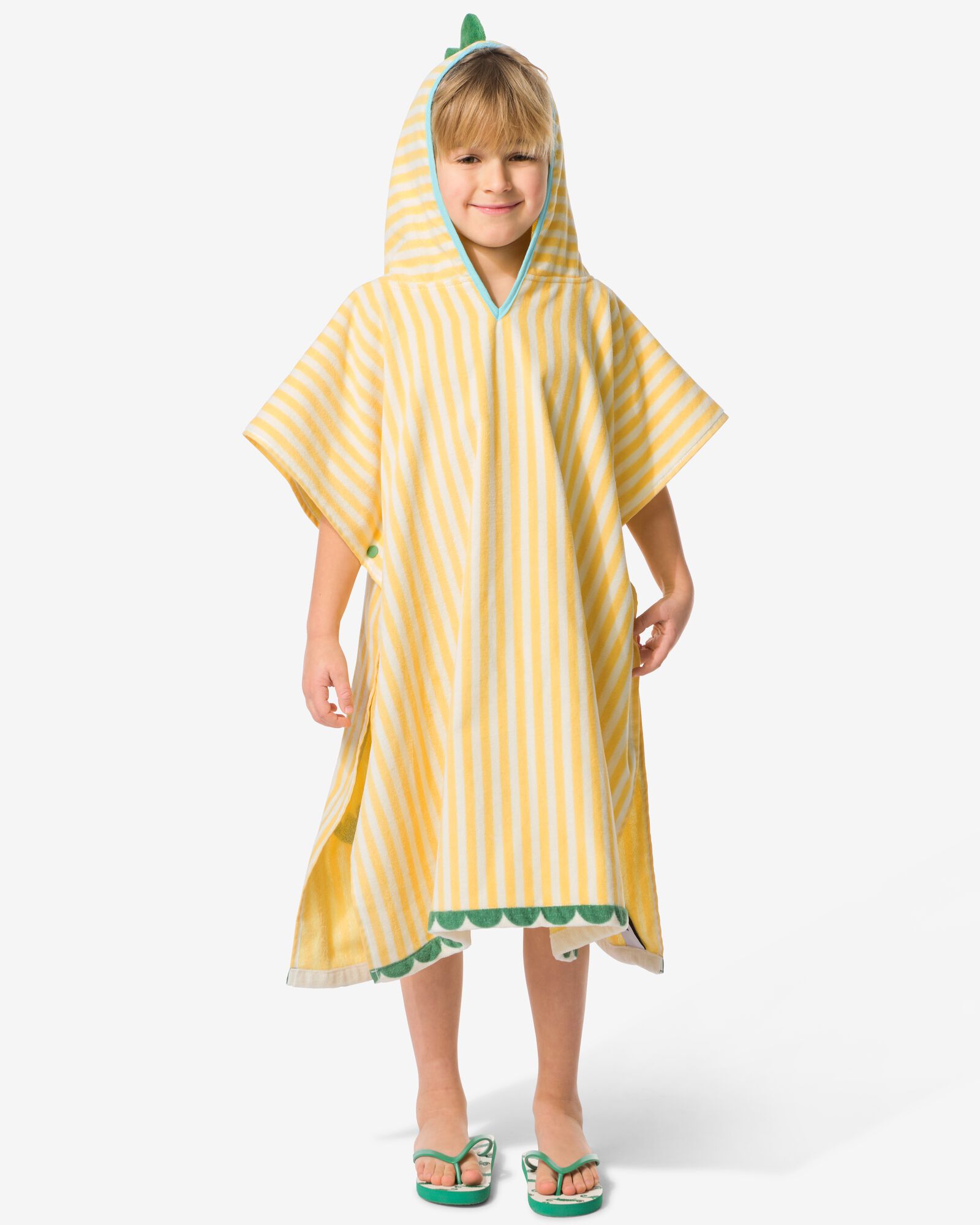 Kinderponcho 68 x 78 cm, Velours mit Krokodilstreifen - 5200255 - HEMA