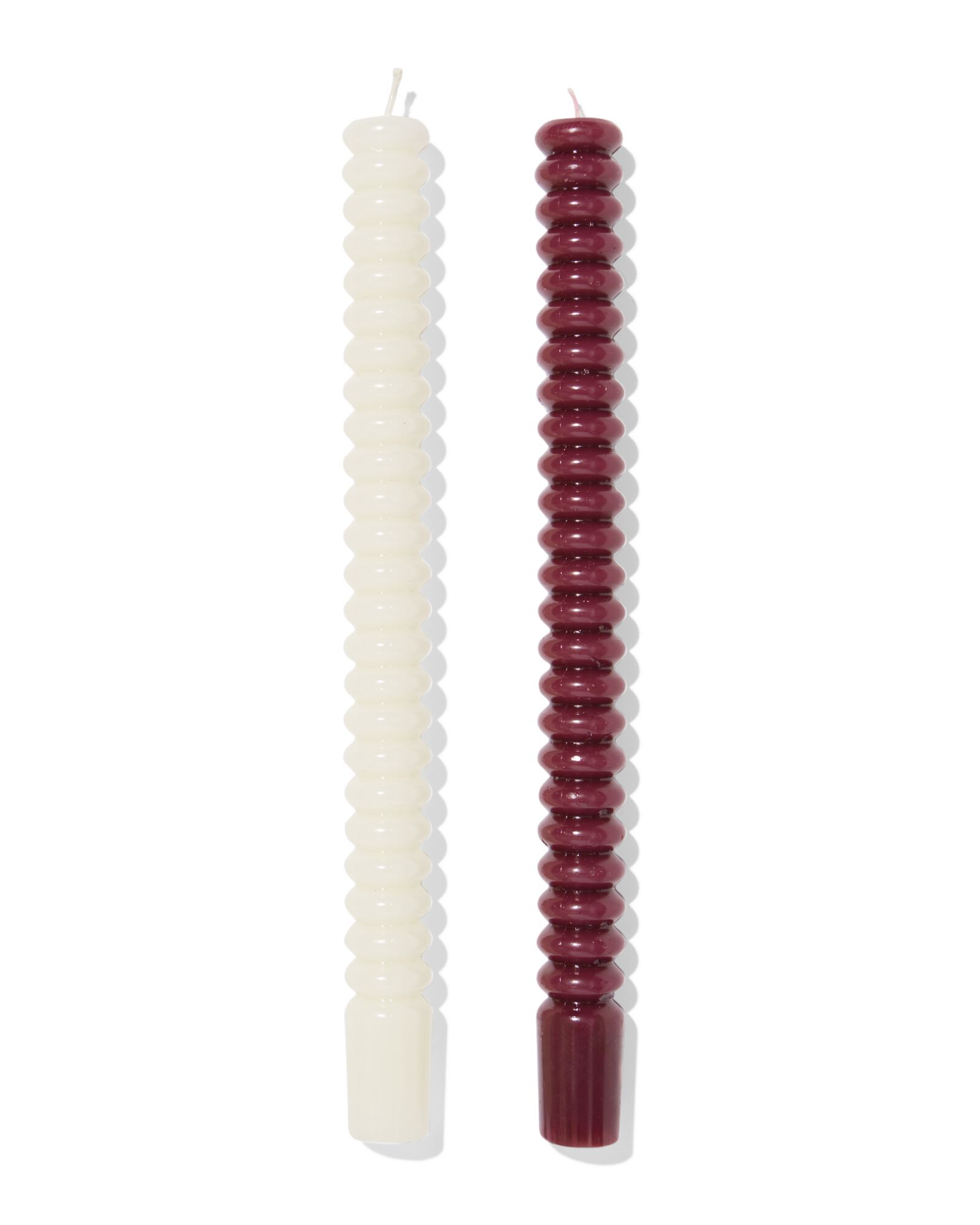 bougies longues ⌀2,2x25cm nervur&eacute;es rouge fonc&eacute; - 2 pi&egrave;ces - 13506129 - HEMA