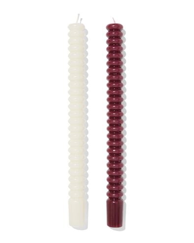 bougies longues ⌀2,2x25cm nervur&eacute;es rouge fonc&eacute; - 2 pi&egrave;ces - 13506129 - HEMA