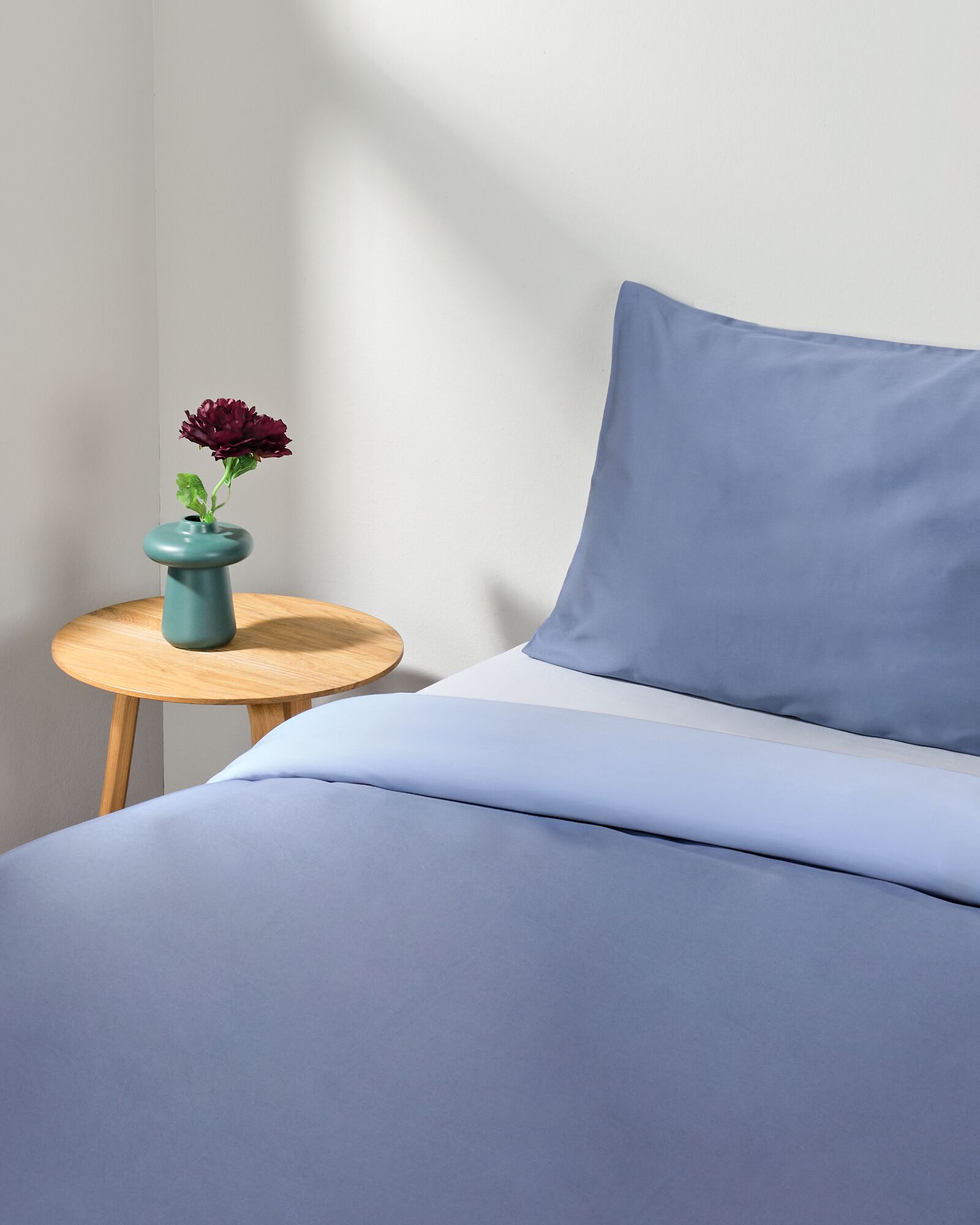 housse de couette 140x200/220 cm coton h&ocirc;tel satin bleu - 5750158 - HEMA