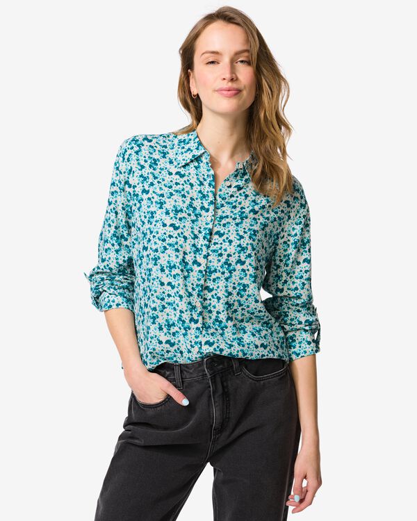 damesblouse Bobbie bloemen beige beige - 36207670BEIGE - HEMA