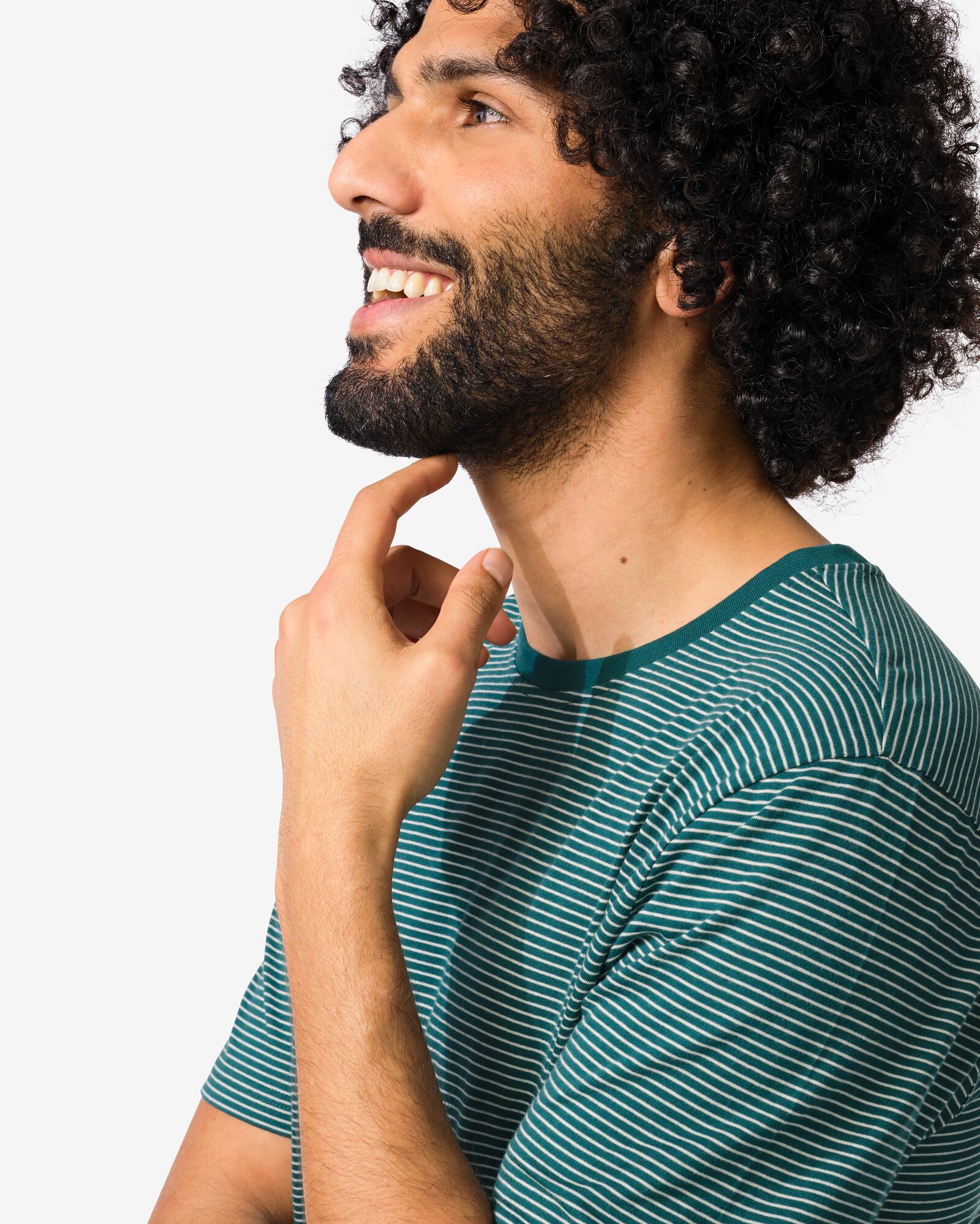 herenshortama Jaap jersey strepen donkergroen donkergroen - 23686520DARKGREEN - HEMA