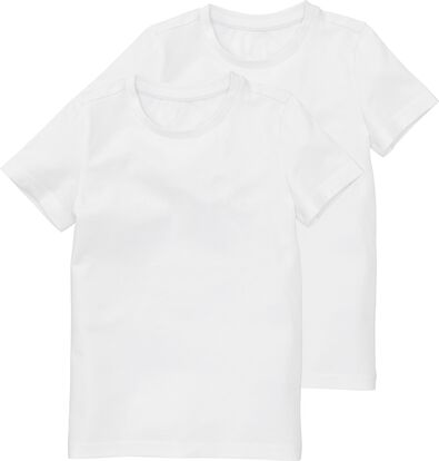 2 pak kinder t-shirts - biologisch katoen wit 146/152 - 30729415 - HEMA