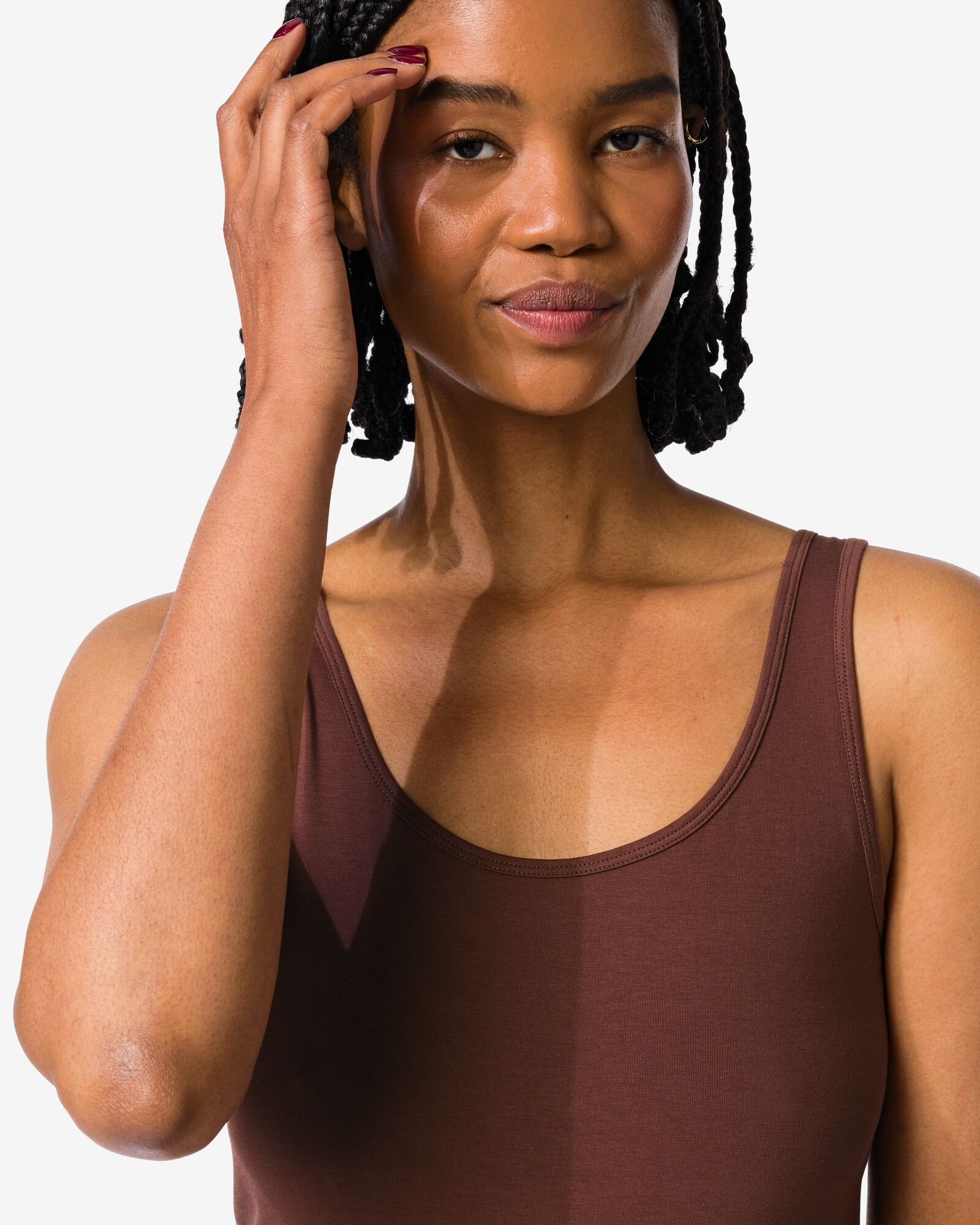 dameshemd katoen donkerbruin - 19650275DARKBROWN - HEMA