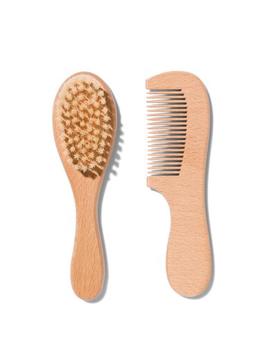 peigne et brosse en bois pour b&eacute;b&eacute; - 33502550 - HEMA