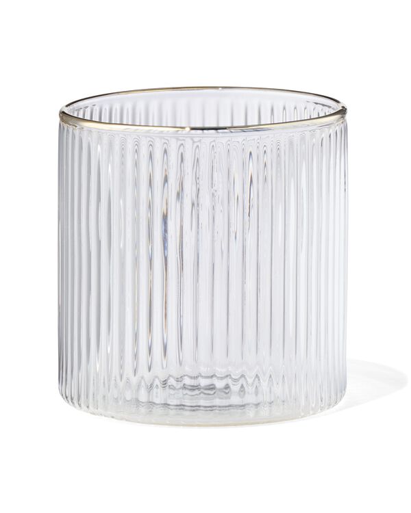 glas voor geurkaars ⌀6.5x6.5cm ribbel transparant - 13507521 - HEMA