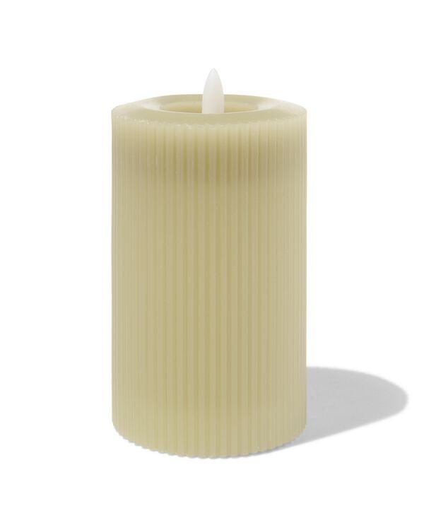 bougie nervur&eacute;e LED avec cire &Oslash;7.5x12.5 vert clair - 13550058 - HEMA