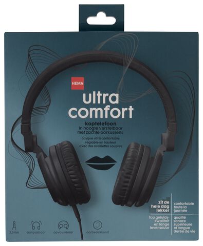 koptelefoon ultra comfort zwart - 39620033 - HEMA