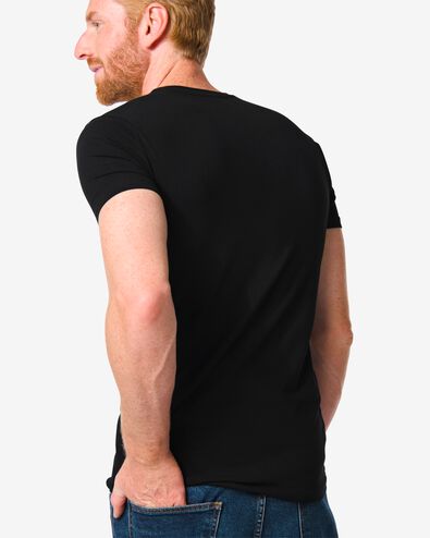 Herren-T-Shirt, Slim Fit, Rundhalsausschnitt schwarz S - 34276813 - HEMA