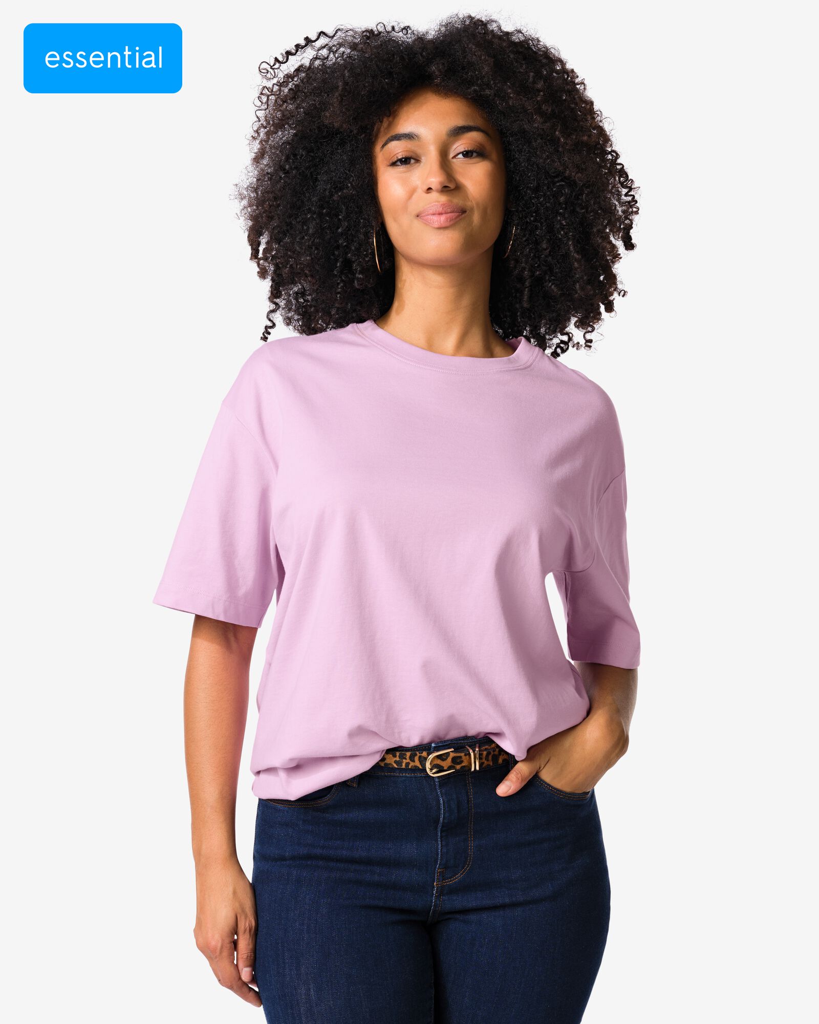 t-shirt femme Do large coupe oversize lilas lilas - 36210340LILAC - HEMA
