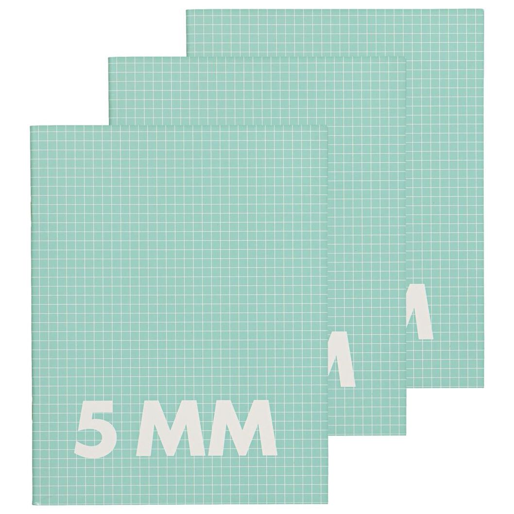 3er-Pack Hefte, DIN A5, kariert (5 x 5 mm) - 14101601 - HEMA