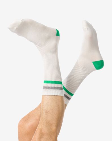 Herren-Socken, mit Baumwollanteil, sportive Streifen weiß - 4102640WHITE - HEMA