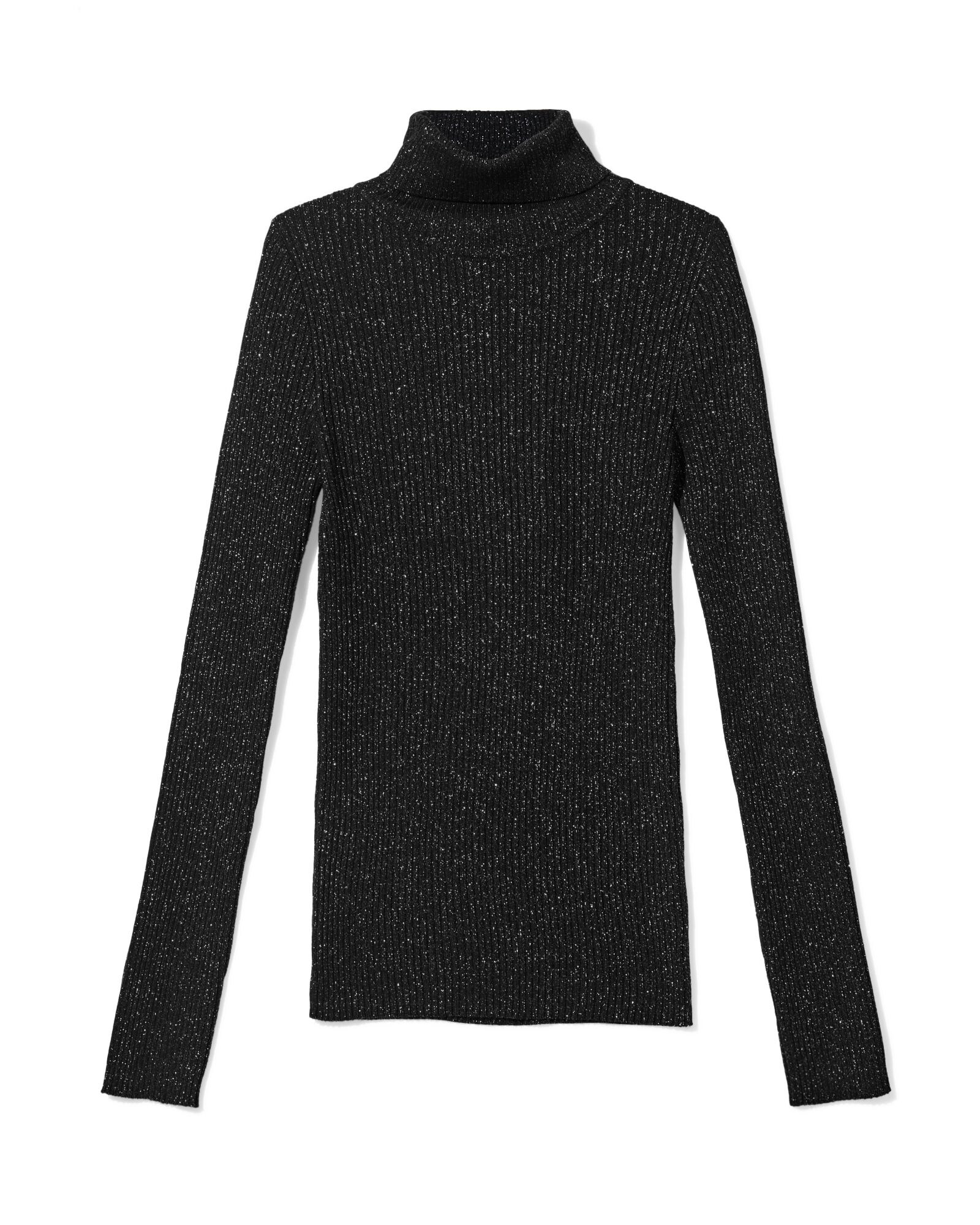 dames coltrui Nova met ribbels en glitters zwart zwart - 1000029471 - HEMA