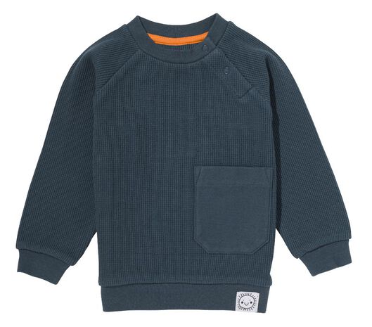 HEMA Baby Sweatshirt, Waffeloptik Blau  - Onlineshop Hema