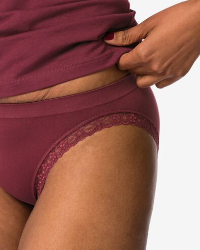 slip femme sans coutures microfibre et dentelle bordeaux - 19631414BURGUNDYRED - HEMA