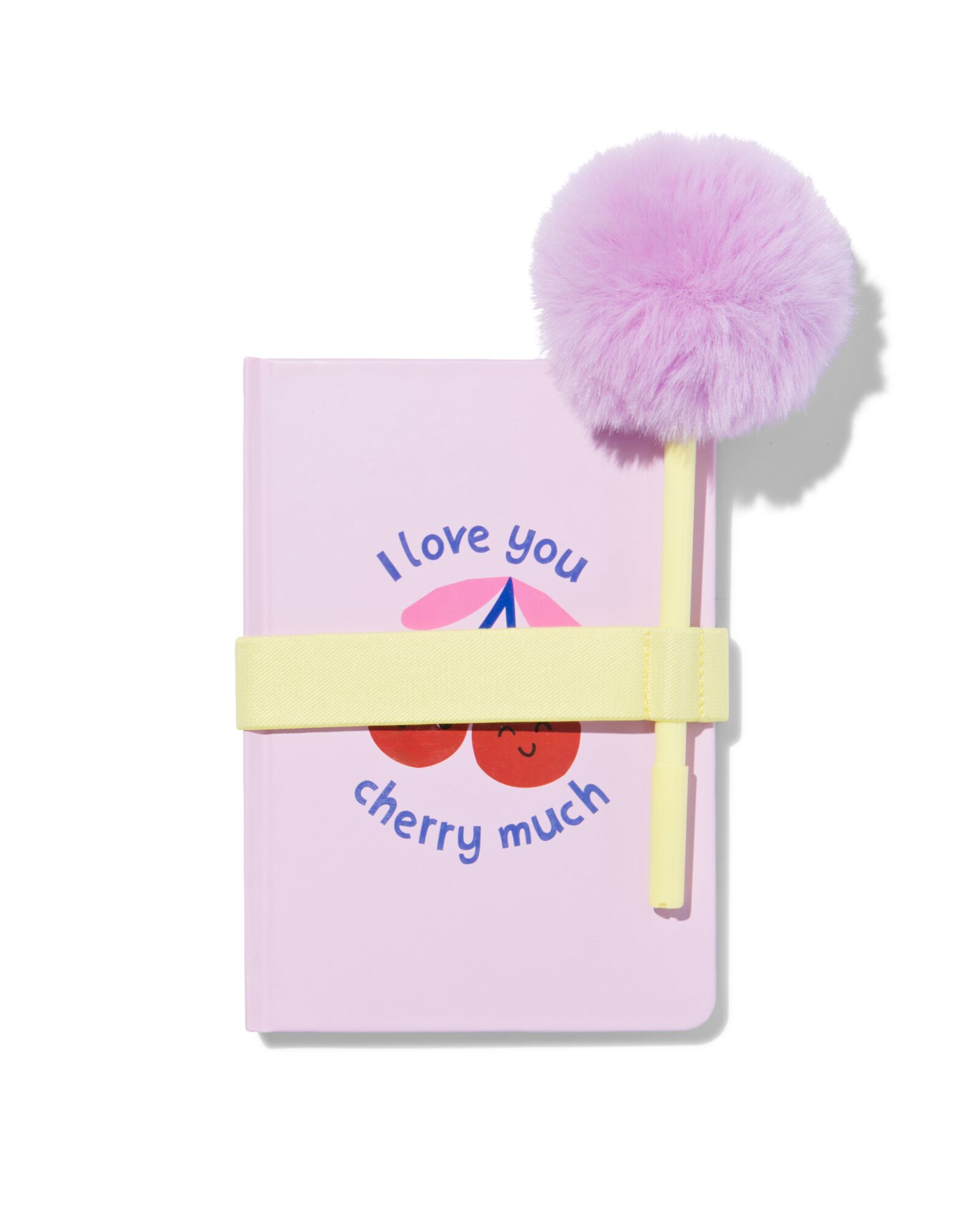 Notizbuch (18 x 12.6 cm) mit Pompon-Stift, Geschenkset - 14440078 - HEMA