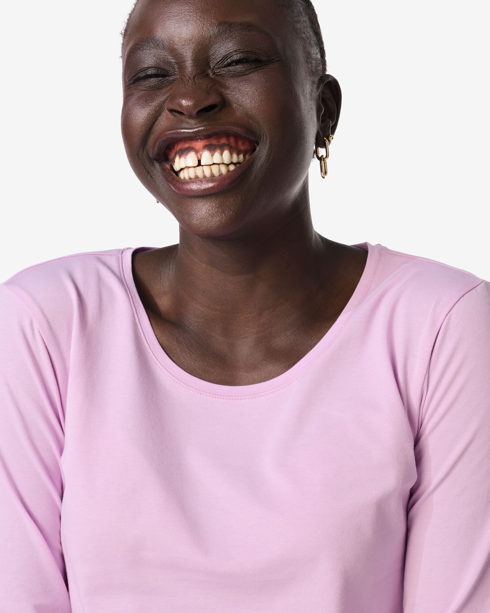 dames T-shirt slim fit o-hals roze roze - 36302120PINK - HEMA