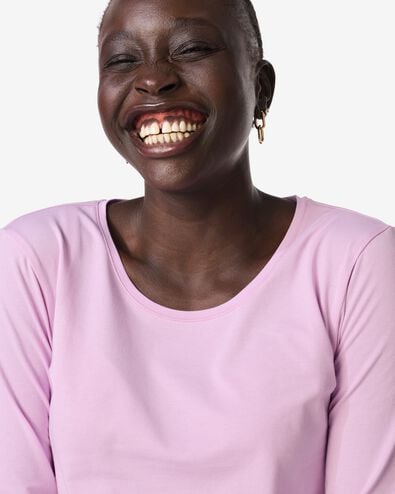 dames T-shirt slim fit o-hals roze roze - 36302120PINK - HEMA